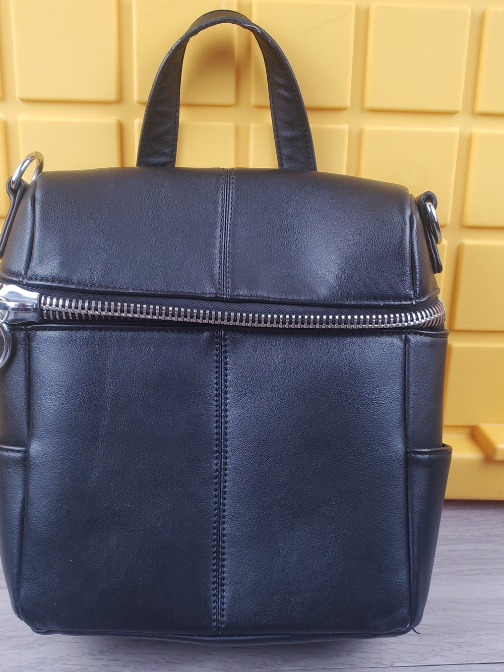 Current Mood Dolls Kill Black Faux Leather Convertible Backpack Crossbody Purse